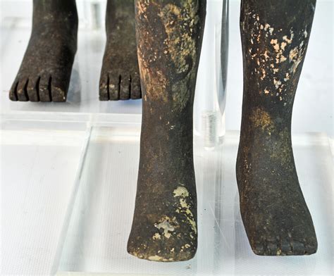 Two Rare Chinese Nude Male Ceramic Stick Figures In The Style Of Han