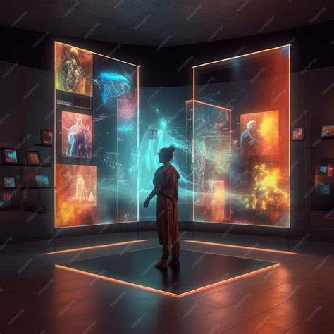 Premium Photo | Digital art gallery with interactive holograms