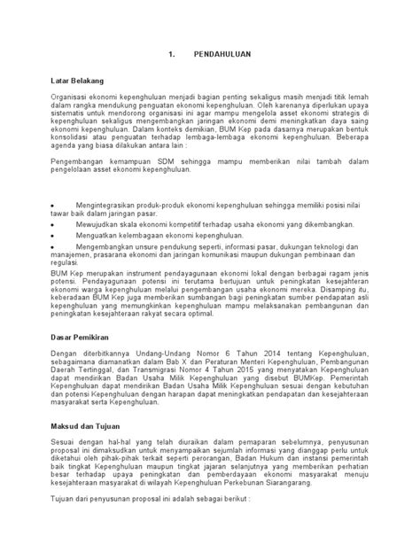 Contoh Proposal Bumdes Pdf