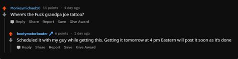 The Fuck Grandpa Joe Tattoo Is Coming Soon The Reply Is From Op R Grandpajoehate