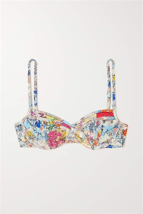 Zimmermann Clover Floral Print Underwired Bikini Top In White ModeSens