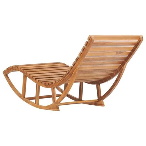 LEX Chaise longue à bascule avec coussin Bois de teck solide Qqmora