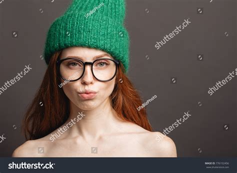 Naked Ginger Woman Wearing Circle Glasses Stock Photo Shutterstock