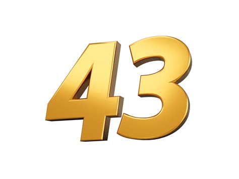Gold Number 43 Forty Three Shiny 3d Number 43 Made Of Gold 3d