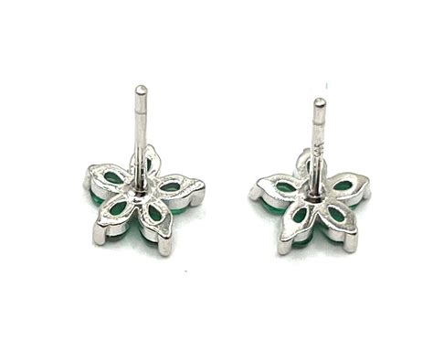 Vintage Sterling Silver Emerald Green Stone Star Rings 1873665