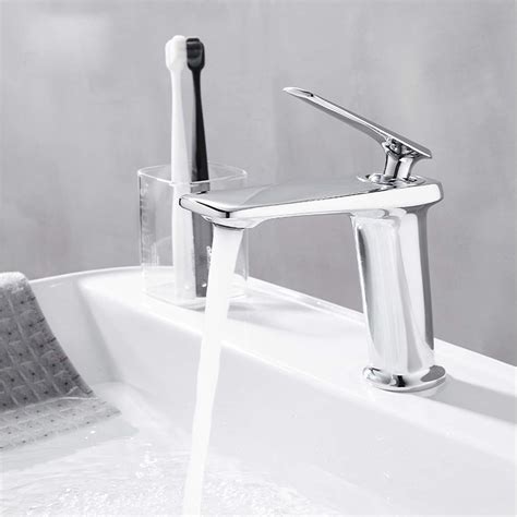 Waterfall Sink Faucet Brass Single Hole One Handle Basin Faucet Bathroom Lavatory Hot And Cold