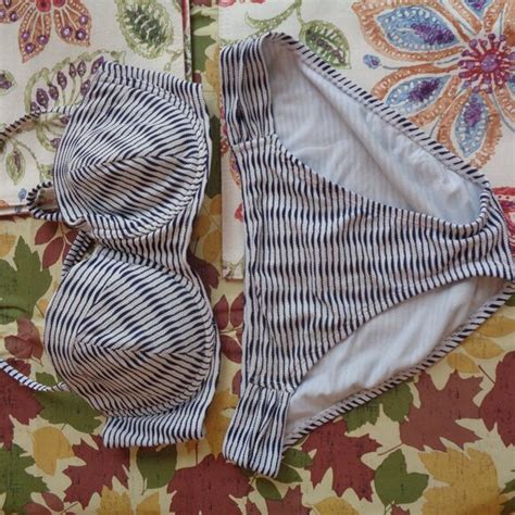 Tommy Bahama Swim Tommy Bahama Bikini Swimsuit Womans Size Largexl White Navy Blue Lines