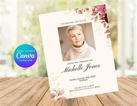Funeral Flyer Announcement Template, Celebration of Life Funeral Invite