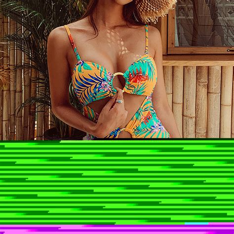 Tejiojio Women S Sexy Open Back Floral Print Swimsuit Bikini On Sale Walmart