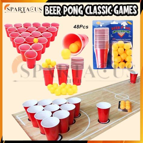 Beer Pong Kit 24 Pong Balls And 24 Red Cups Fun Party Drinking Game