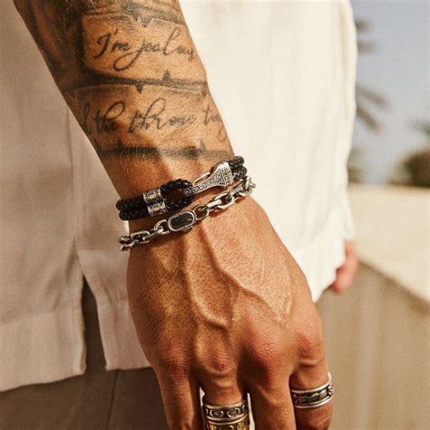 Leather Rope Bracelet Silver