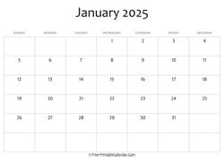 Editable 2025 january calendar