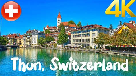 Thun Switzerland Walking Tour 4K 60fps Most Beautiful Towns In