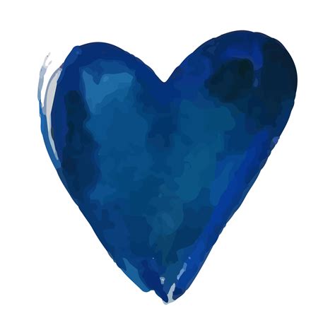 Happy Valentine Day Watercolor Blue Painted Heart Vector Element For