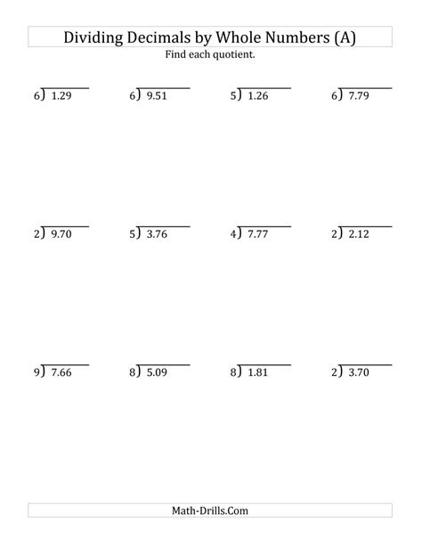 Dividing Decimals By Powers Of 10 Worksheets