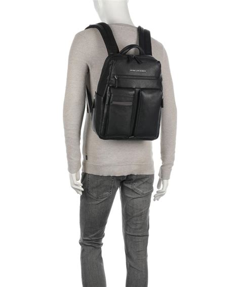 Piquadro Paavo Backpack 14″ grained cow leather black - CA6028S122-N ...