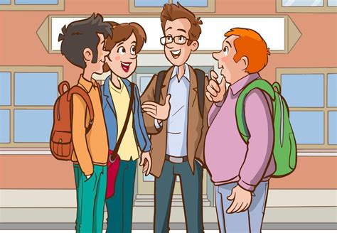 Students Chatting Among Themselves Cartoon Vector 19015976 Vector Art