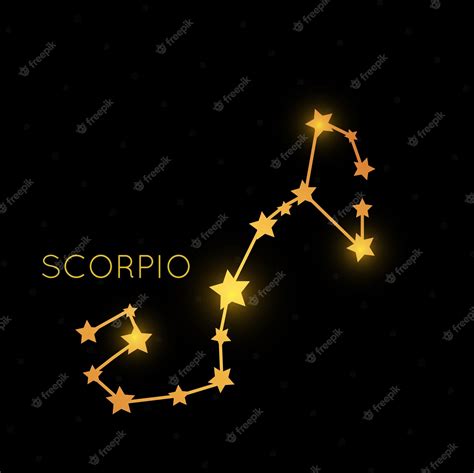 Constelación De Escorpio En El Espacio Signo Del Zodiaco Dorado