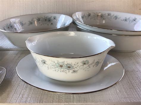 Vintage Noritake Inverness China Blue Flowers Platinum Trim Etsy