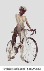Naked Woman Bicycle Combined Wood Texture Stock Photo Shutterstock