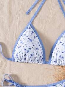 Swim Mod Women S Summer Beach Ditsy Floral Halter Tie Sexy Bikini Swimwear Set SHEIN USA
