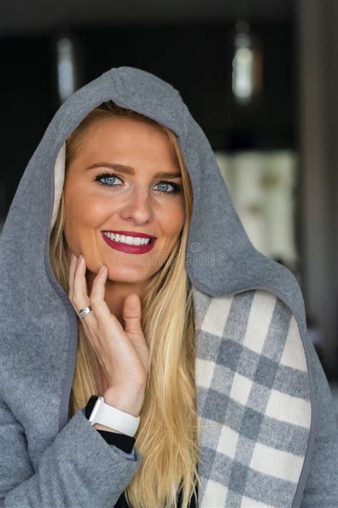 Gorgeous Blonde Model Enjoying A Day At Home Before Work Stock Photo Image Of Media Elegant