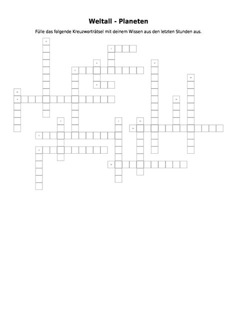 Weltall – Planeten – Kreuzworträtsel | Link- und Materialsammlung für