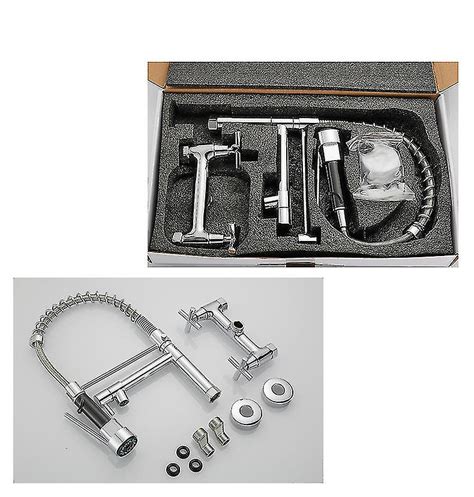 Chrome Black Kitchen Faucet Dual Handles Hot Cold Water Kitchen Mixer Tap Wall Mounted Dual