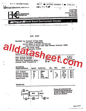 1N34 Datasheet(PDF) - List of Unclassifed Manufacturers