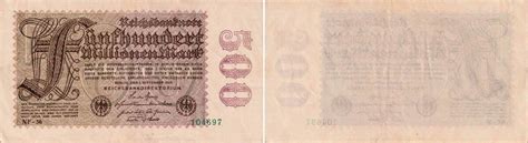 Weimarer Republik Banknote Millionen Mark Kn Nr Gr N