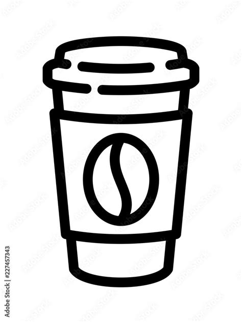 Coffee Cup Icon With Bean Symbol In Flat Line Style Take Away Coffee