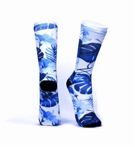 Meia Cano Alto Estampada - Meia Cano Alto Estampada Masculina Florida Azul FSB | Shopee Brasil
