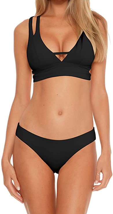 Women S V Neck Longline Double Straps Padded Bikini Cross Back Wf Shopping