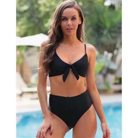 Blooming Jelly Swim Nwt Blooming Jelly Black Bikini Set Tie Knot High Rise Two Piece