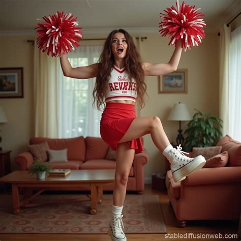 Long Haired Brunette Cheerleader Stable Diffusion Online
