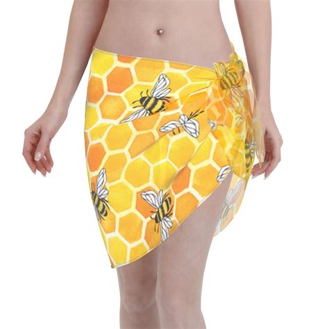 Coaee Honeycombs Women S Short Sarongs Beach Wrap Sheer Bikini Wraps Chiffon Cover Ups For Beach