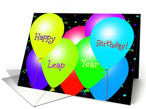 Happy Leap Year Birthday Bright Balloons Card 903015