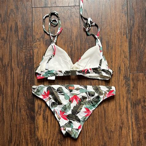 Bananamoon Swim Banana Moon Whitegreenpink Leaf Bikini Poshmark