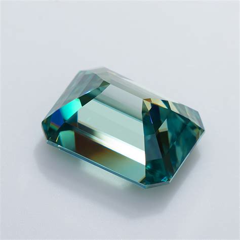 Gigajewe Blue Green Color Emerald Cut Vvs With Certificate Moissanite