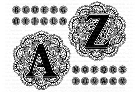 Mandala Alphabet SVG Bundle, Mandala Letters Clipart.