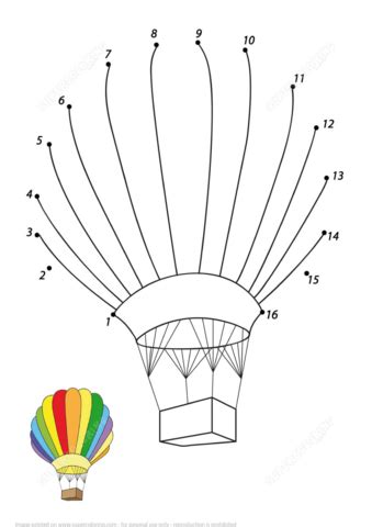 Hot Air Balloon Dot To Dot Coloring Online Free