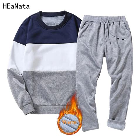 Winter Tracksuits Men Set Cotton Inner Fur Thick Warm Track Suits