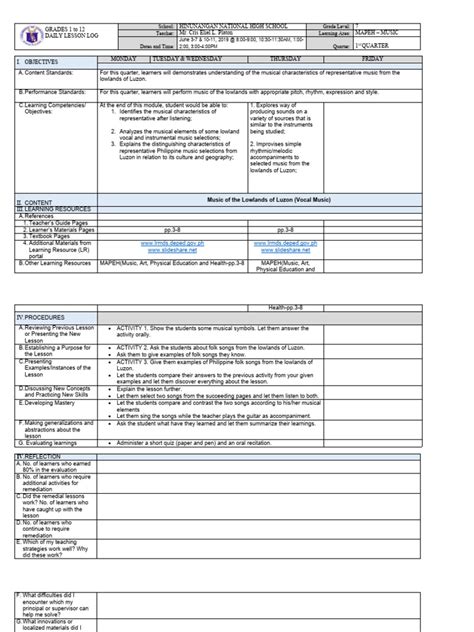 G7 Dll Mapeh Music Q1 Pdf Learning Teachers