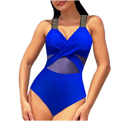Sovlvnd Deals 2024 Women Over Size Summer Bikini Solid Color Fashionable Sexy Mesh Patchwork