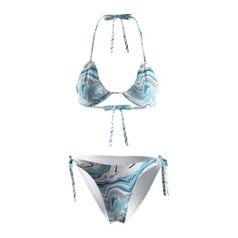 Custom String Bikini High Cut Rise Blue Psychedelic Bikini Supplier