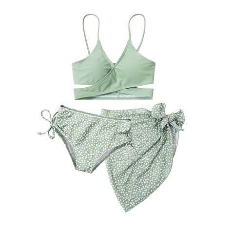 Girl S Piece Tropical Print Criss Cross Bikini Set Swimsuit High Waisted Bathing Suit With