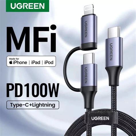 ᐉ Кабель UGREEN US529 Lightning/USB-C 2в1 PD 100W (60329) • Купить в ...
