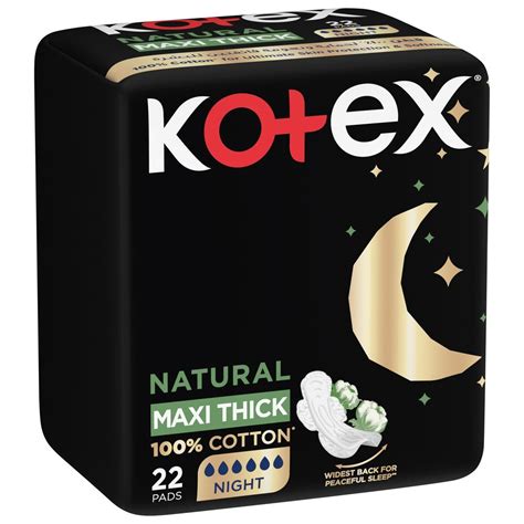 Buy Kotex - Natural Maxi Protect Thick Pads, 100% Cotton Pad, Overnight ...