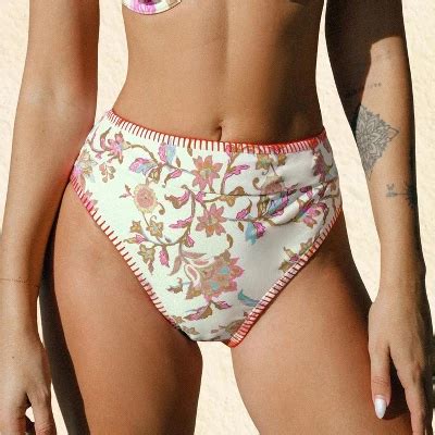 Women S Vintage Floral Print Underwire Bikini Bottoms Cupshe XS White Target