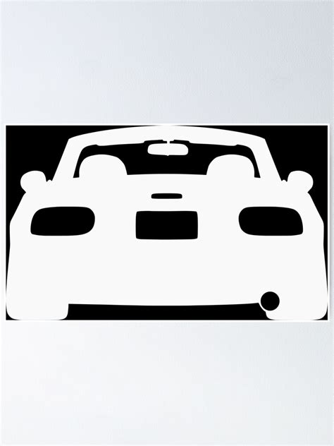 Mazda Miata Mx5 Na Rear White Silhouette Poster For Sale By